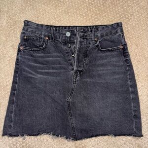 Zara Black Charcoal Denim Skirt with Metallic Accents